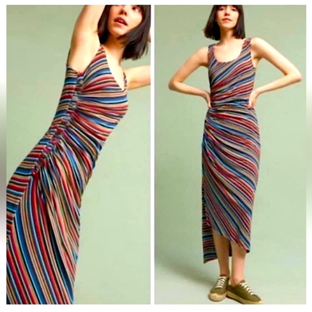 Striped ruched beach dress. EUC